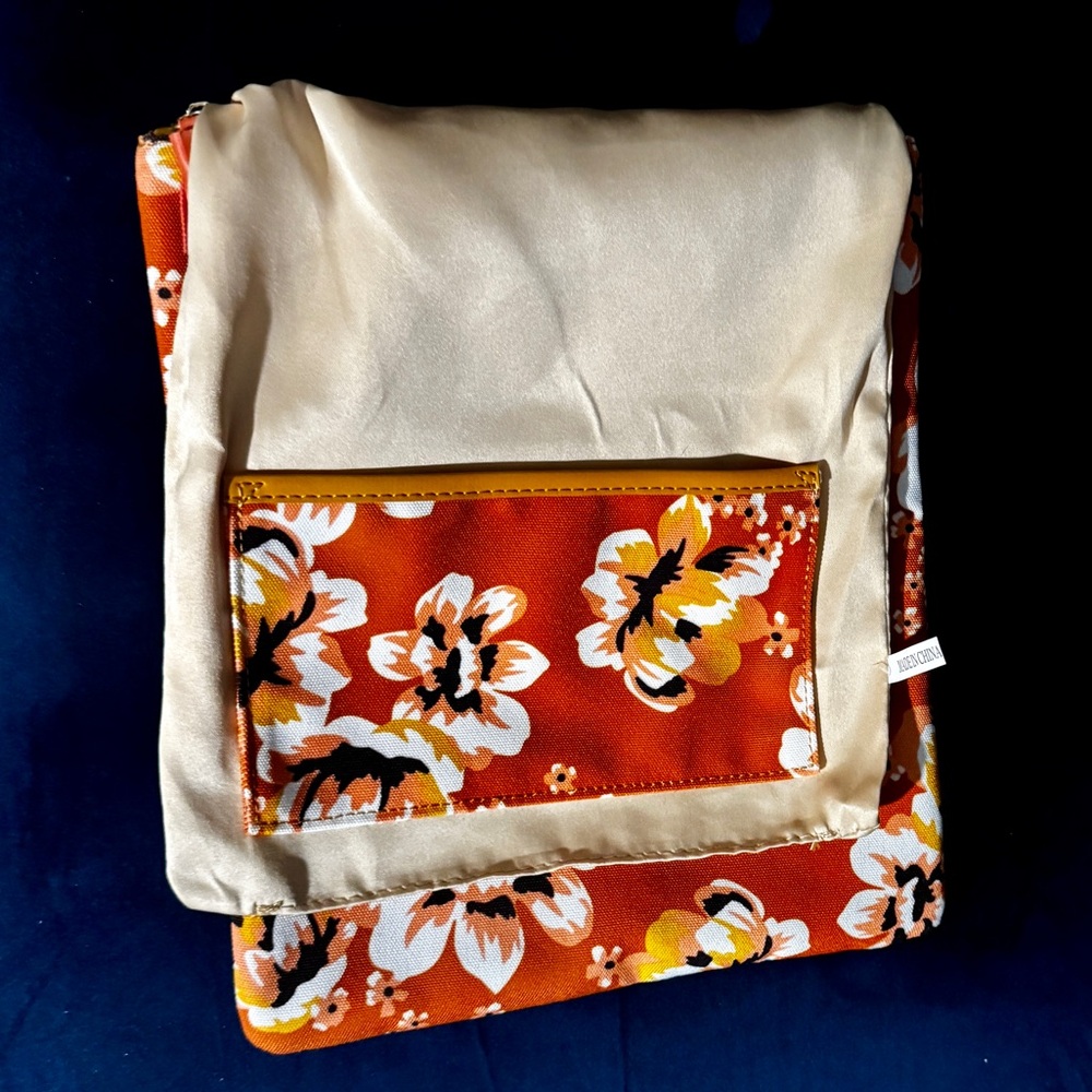 Anthropologie RACHEL PALLY Floral Print Faux Leather Fold Over Clutch, Orange - Picture 6 of 8